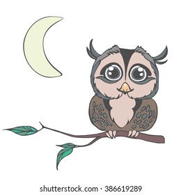 Owl sitting on a branch.