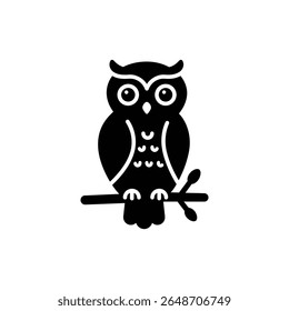 Owl Sitting on Branch for Nature or Wildlife Scene
