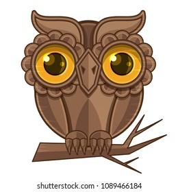 Owl sitting on a branch vector illustration