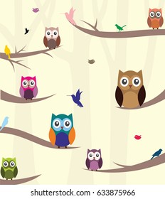 Owl sitting on a branch, vector