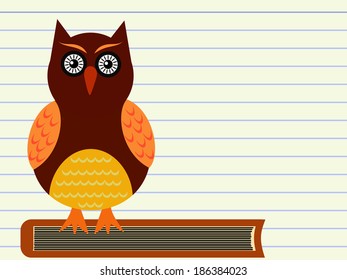 owl sitting on a pile of books illustration