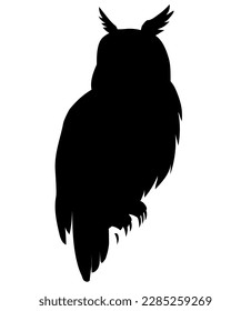 owl sitting vector silhouette black one