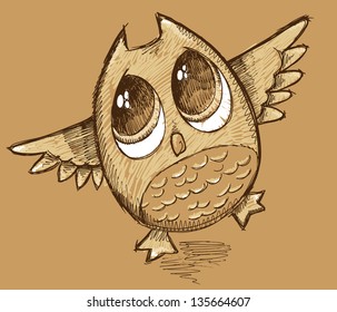Búho Esbozo de arte del vector Doodle