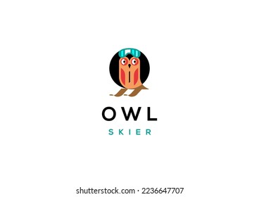 Owl skier template logo design solution