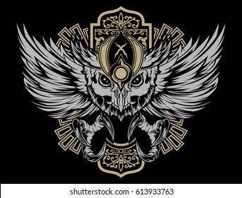 Owl Skull Dark Background