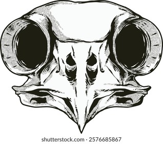 Owl Skull Digital Hand drawn Line art Sketch Vector illustration black and white