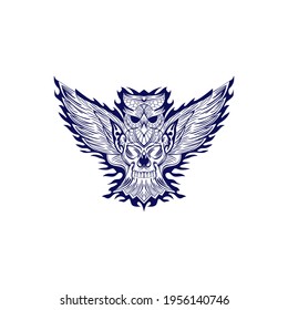 Owl with skull silhouette design vector  svg