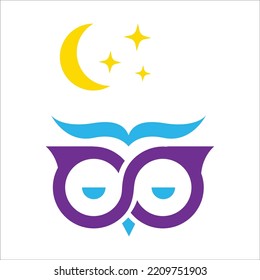 Diseño del logo de Owl Dormir. Duerma de búho para el negocio de los colchones