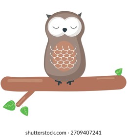 Vector del sueño del búho, icono del pájaro de la noche de la historieta