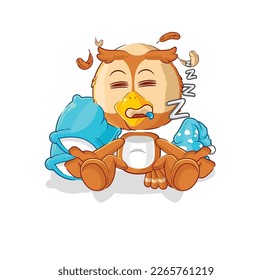 the owl sleeping character. cartoon mascot vector
