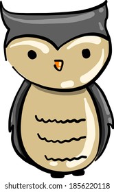Lechuza con ojos pequeños, ilustración, vector sobre fondo blanco