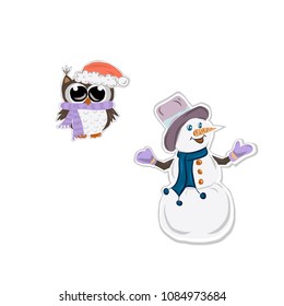Owl and snowman