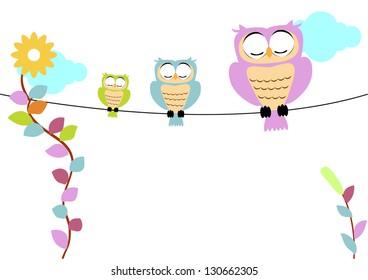 owl with soft color vector of illustration