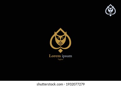 The owl spade logo, formed with minimalistic lines that form an owl and gold spade card, gives it a luxurious look. It's perfect for jewelry logos, or any brand related to spades, owls, shovels 