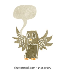owl with speech bubble,retro cartoon