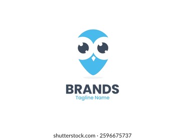 Owl Spot Logo Icon Vector for Education | Pin and Owl Combination Logo Template