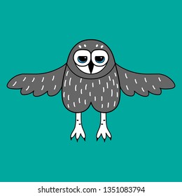 Owl spread its wings. Vector illustration