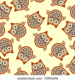 Owl square background over pale yellow color