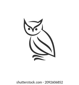 Owl standing on branch Icon Brand Template Isolated