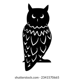 Owl standing silhouette isolated. Vector illustration