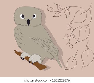 an owl stands in the nature, vector