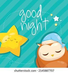 owl and star sleeping characters
