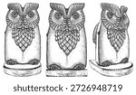 Owl Statue Figure Vector 01. An Illustration Isolated On White Background.
