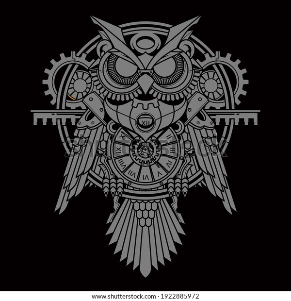 Owl Steampunk Illustration Tshirt Design Stock Vector (Royalty Free ...