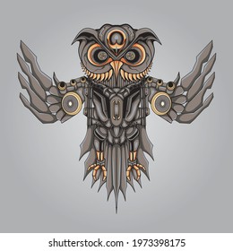 Owl steampunk illustration vector graphic