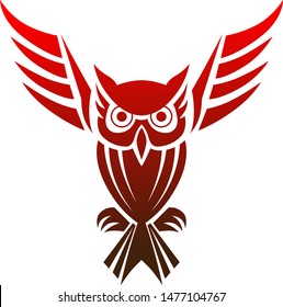 owl stencil gradient art red