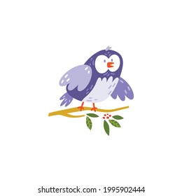 Owl Sticker Icon Isolated On White Background