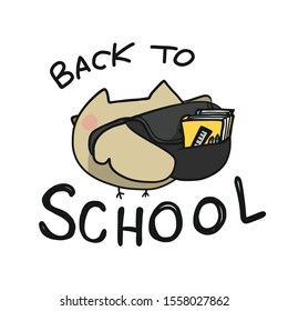 Owl student back to school cartoon vector illustration