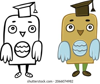 Owl student in a master's cap