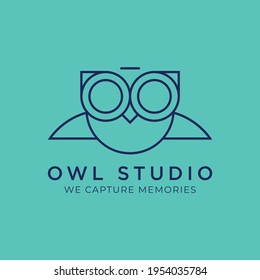 Owl Studio Modern Flat Minimalist Vector Photography Logo Design Template