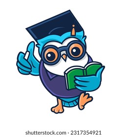 Owl Study Cartoon Logo Mascot School