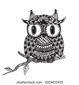 Owl Style Doodle Vector Black White Stock Vector (Royalty Free ...