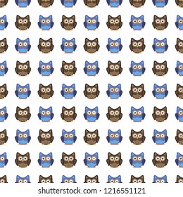 Owl stylized art seemless pattern nature colors