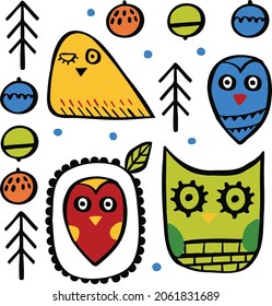 owl symbol colored cute abstraction and vector