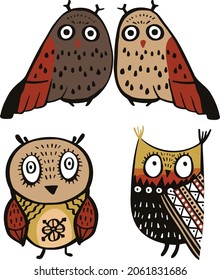 owl symbol with original pattern cartoon vector