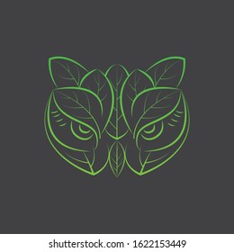 the owl symbolizes accuracy and the leaves symbolize freshness. suitable for wallpaper or tattoo logos