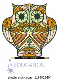 owl symbolizes knowledge and education.
drawing patterned owls.