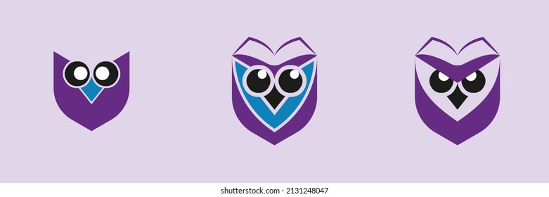 Eule-Symbole mit unterschiedlichen Ausdrücken