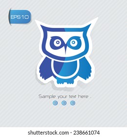 Owl symbol,sticker design,blue version,clean vector