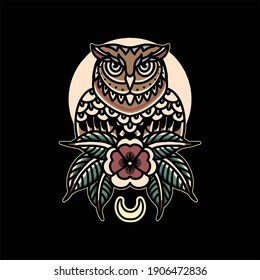 owl tattoo illustration vector design