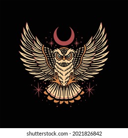 owl tattoo illustration vector design