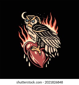 owl tattoo illustration vector design