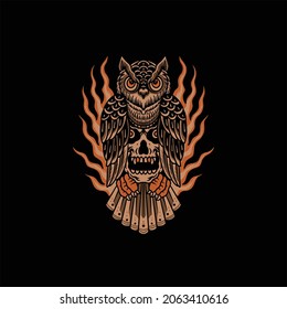 owl tattoo illustration vector design