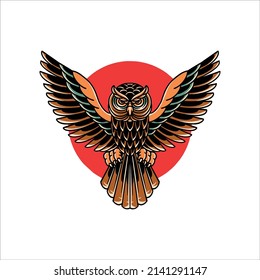 the owl tattoo illustration vector design