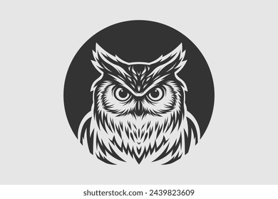 Owl Tattoo Line art Logo Design