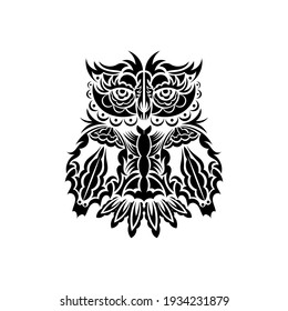 Owl tattoo. Owl from patterns. Good for tattoos and prints. Vector 
